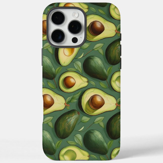 Retro Avocado Tough iPhone 16 Pro Max Fall Hülle (Rückseite)