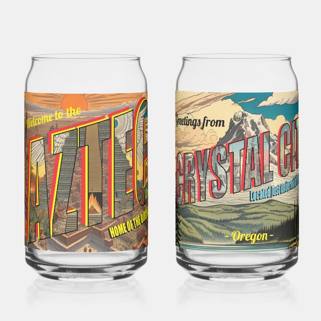 Retro Aztec Empire and Crystal City Dosenglas (Vorderseite)