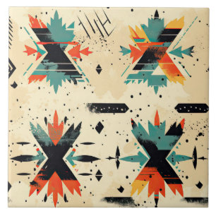 Retro Aztec Muster geometrisch abstrakt orange Fliese