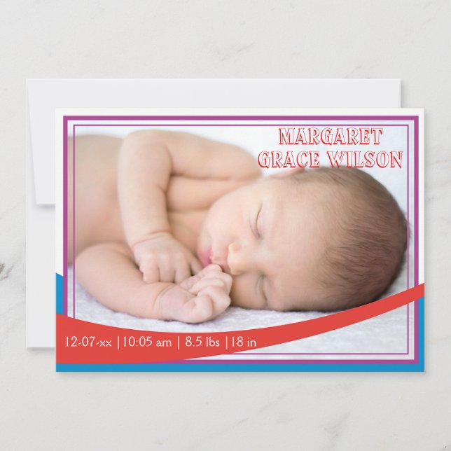 Retro Baby-Ankündigung Ankündigung (Vorderseite)