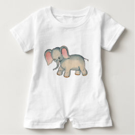 Retro Baby Elephant Baby Romper T-shirt