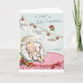 Retro Baby Herzlichen Glückwunsch Grußkarte Karte