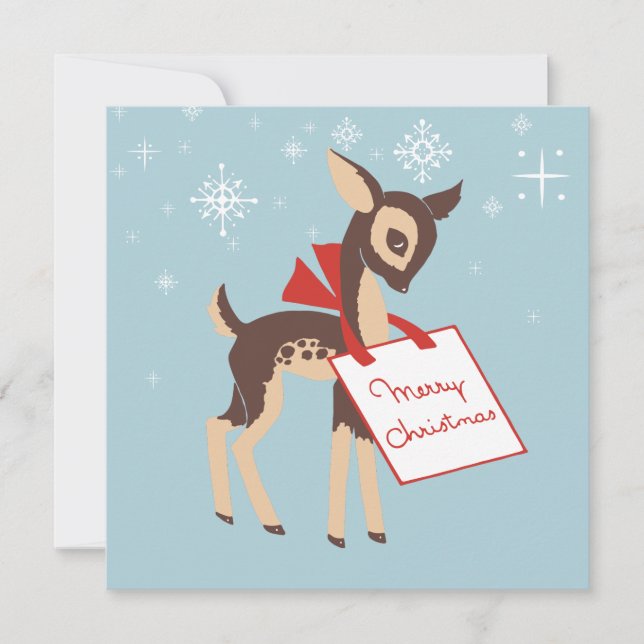 Retro Baby Reindeer | Carte de Noël plat personnal (Devant)