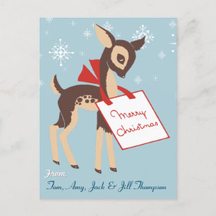 Retro Baby Reindeer   Carte postale de Noël