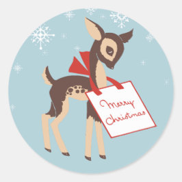 Retro Baby Reindeer | Weihnachtsaufkleber Runder Aufkleber