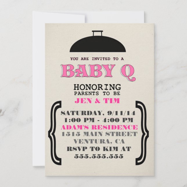 Retro Babyparty-Einladung des Baby-Q Einladung (Vorderseite)