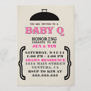 Retro Babyparty-Einladung des Baby-Q Einladung