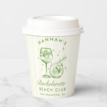 Retro Bachelorette Cocktail Grün & Gelb Streifen