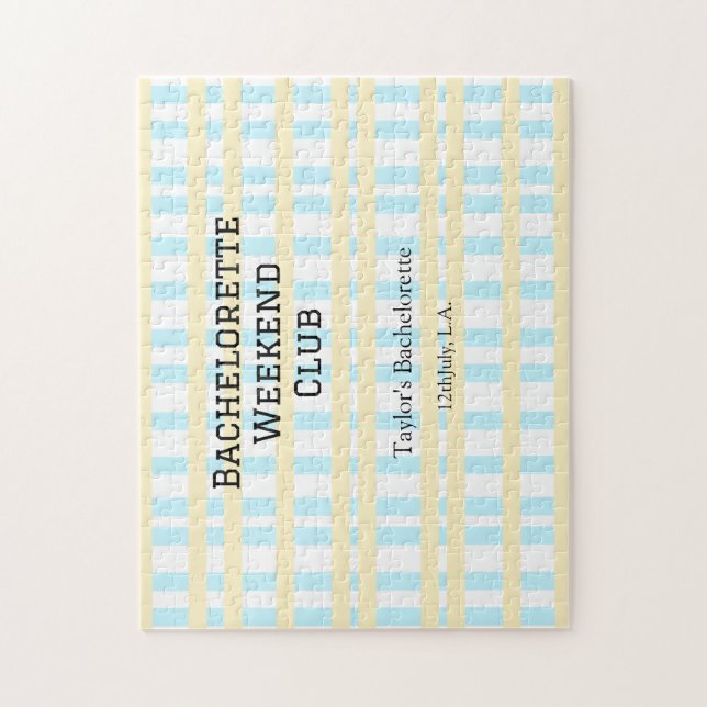 RETRO BACHELORETTE WEEKEND CLUB BLAUE GELBE DATUM (Vertikal)