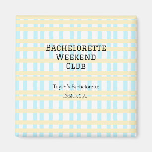 RETRO BACHELORETTE WEEKEND CLUB BLAUE GELBE DATUM MAGNET