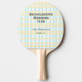 RETRO BACHELORETTE WEEKEND CLUB BLAUE GELBE DATUM TISCHTENNIS SCHLÄGER