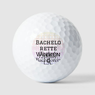RETRO BACHELORETTE WEEKEND CLUB PINK ORANGE DATE GOLFBALL