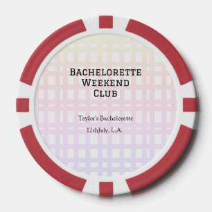 RETRO BACHELORETTE WEEKEND CLUB PINK ORANGE DATE POKERCHIPS