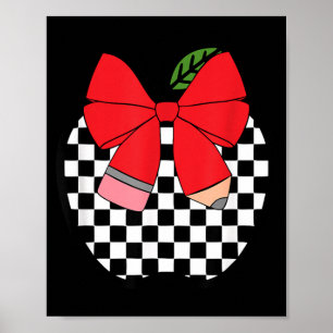 Retro Back to School Lehrer Rennen Kariertes Bleis Poster