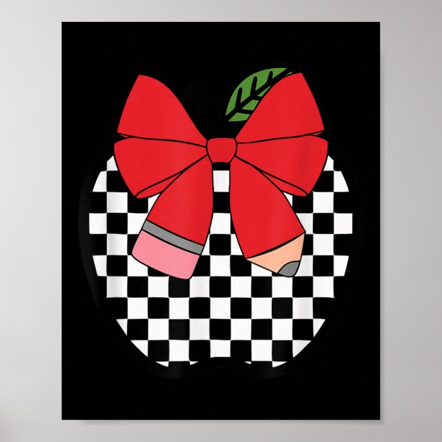 Retro Back To School Teacher Race Checkered Pencil Poster (Vorne)