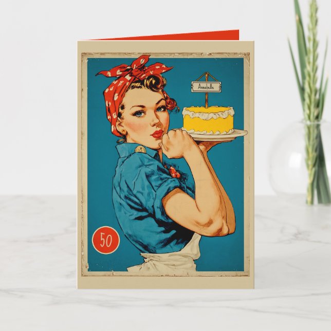 Retro-Bäcker-Pin-Up  Karte (Vorderseite)