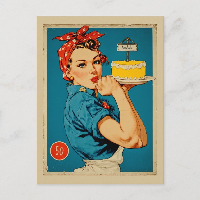Retro-Bäcker-Pin-Up  Postkarte (Vorderseite)