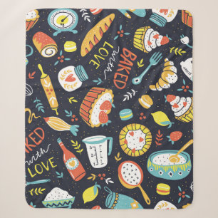 Retro-Bäckerei, Punkte, florale Elemente. Sherpadecke