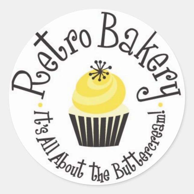 Retro Bäckerei Sticker! Runder Aufkleber (Vorderseite)