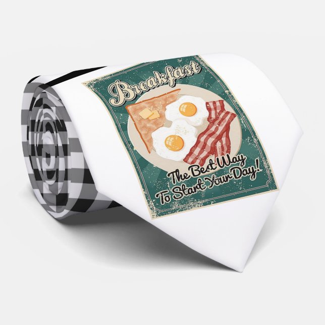 Retro Bacon & Eggs Necktie Krawatte (Gerollt)