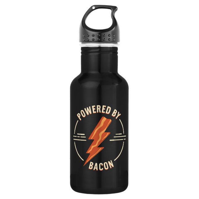 Retro Bacon Lover Funny Food Design mit Blitz Edelstahlflasche (Vorderseite)