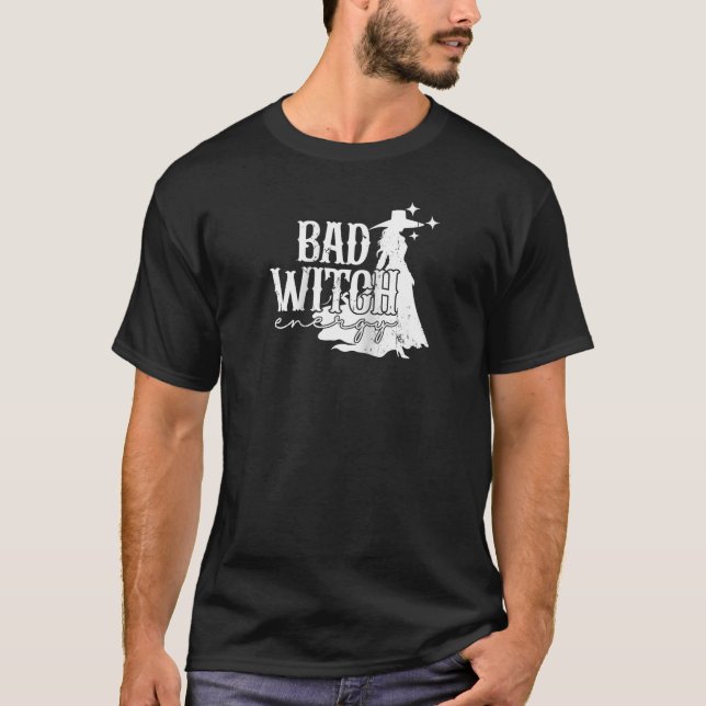 Retro Bad Witch Energy Spooky Halloween Trick oder T-Shirt (Vorderseite)