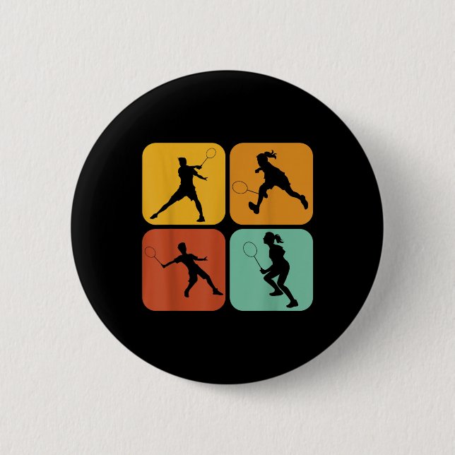 Retro Badminton I Racket I Shuttle I Badminton  Button (Vorderseite)