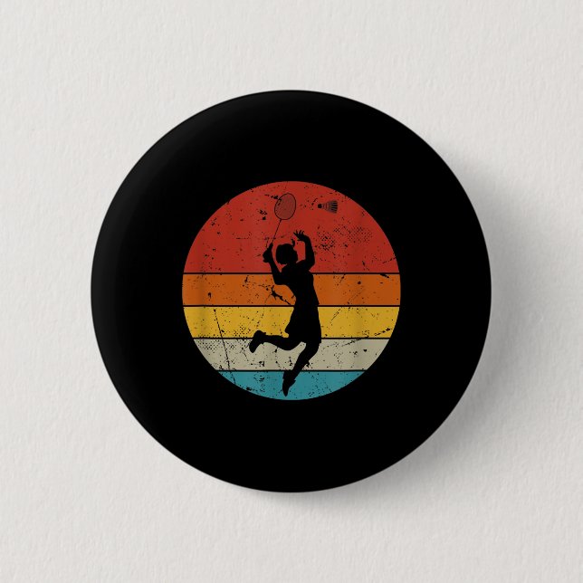 Retro Badminton Liebhaber  Button (Vorderseite)