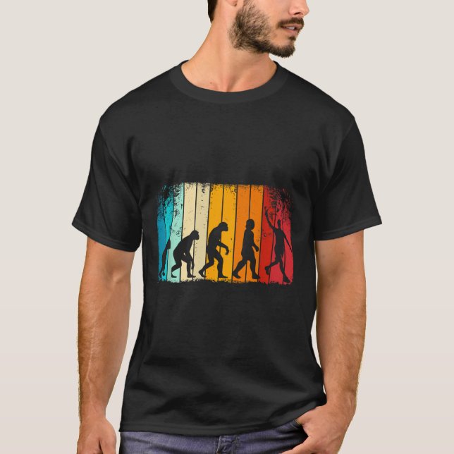 Retro Badminton mit Shuttle Evolution Darwin  T-Shirt (Vorderseite)