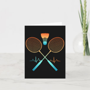 Retro Badminton mit Shuttle Heartbeat ecg Karte