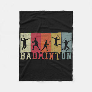 Retro Badminton Player Silhouetten - Badminton Fleecedecke