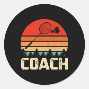 Retro Badminton Racket Shuttle Badminton Coach Gif Runder Aufkleber