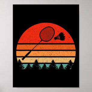 Retro Badminton Racket Shuttle Funny Badminton Pla Poster