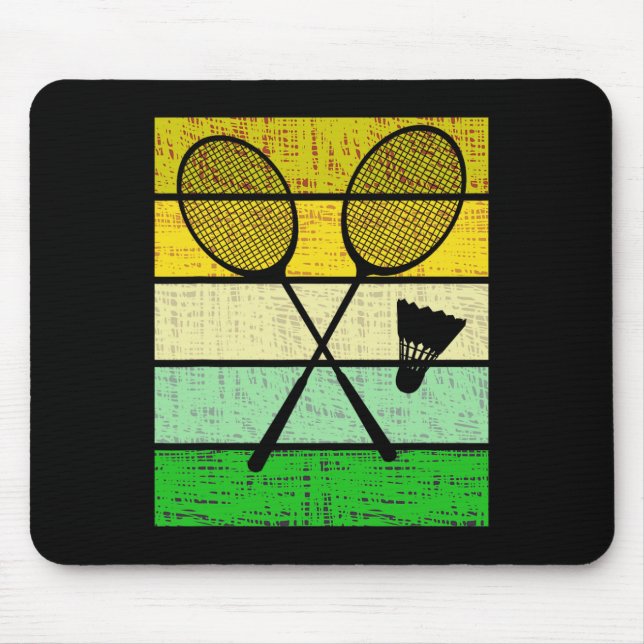 Retro Badminton Rackets und Shuttle Badminton Play Mousepad (Vorne)