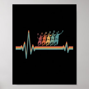 Retro Badminton Shuttle - Spieler Vintages Herz Poster