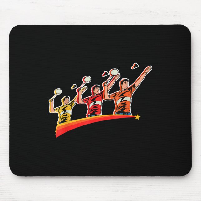 Retro Badminton Sport Spieler Shuttle  Mousepad (Vorne)