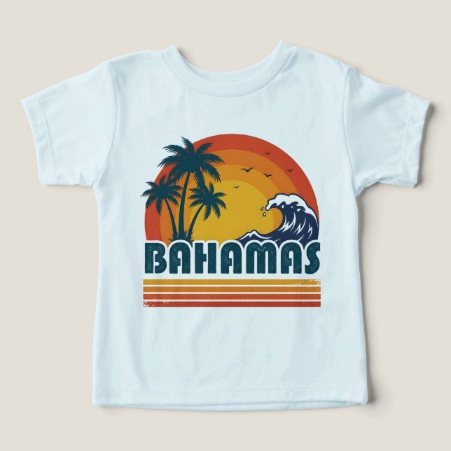Retro Bahamas Beach Summer Sunset 70s Palm Tree (Design Vorderseite)