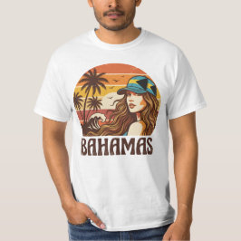 Retro Bahamas Beach Women Summer Vacation Sunset T-Shirt