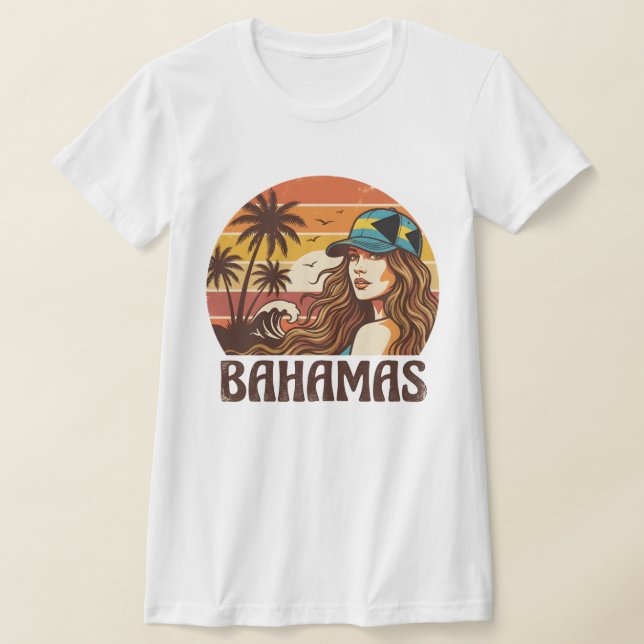 Retro Bahamas Beach Women Summer Vacation Sunset  T-Shirt (Ablage )