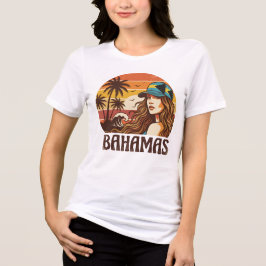 Retro Bahamas Beach Women Summer Vacation Sunset  Tri-Blend Shirt