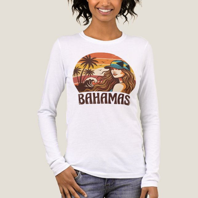 Retro Bahamas Beach Women Summer Vacation Sunset  Tri-Blend Shirt (Vorderseite)