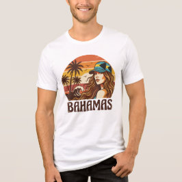 Retro Bahamas Beach Women Summer Vacation Sunset  Tri-Blend Shirt