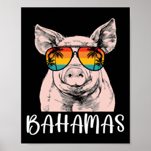 Retro Bahamas Pig Bahamas Souvenir Familienurlaub Poster
