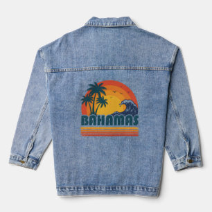 Retro-Bahamas-Strand-Sommer-Sonnenuntergang 70er-P Jeansjacke