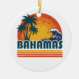 Retro-Bahamas-Strand-Sommer-Sonnenuntergang 70er-P Keramik Ornament