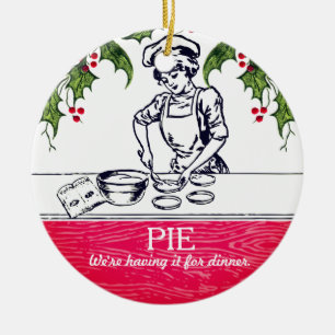 Retro Baker Kuchen zum Abendessen Weihnachtsschmuc Keramikornament