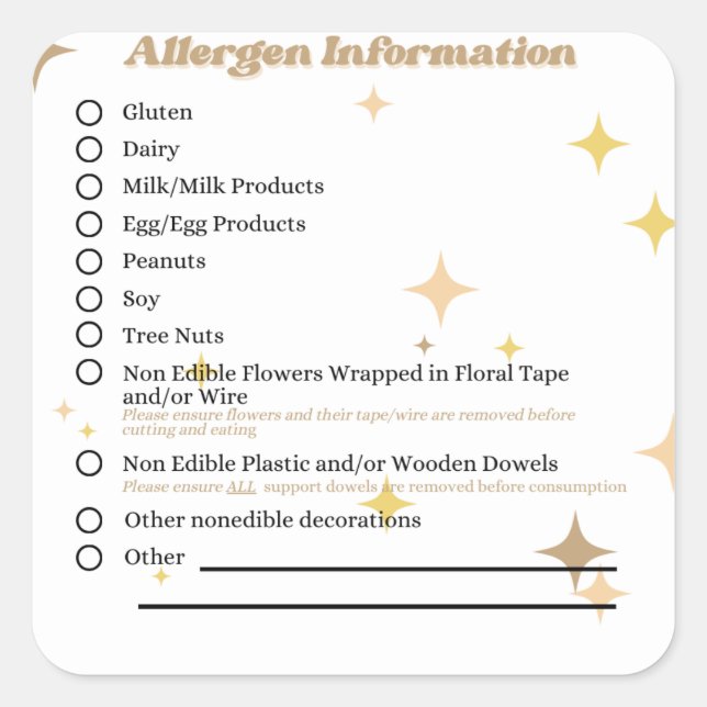 Retro Bakery Allergen Information Aufkleber (Vorderseite)