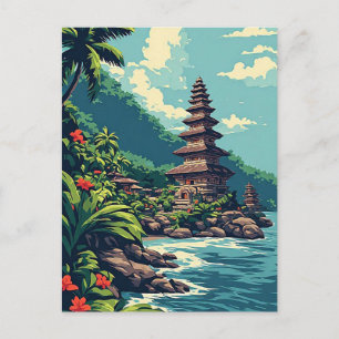Retro Bali Strand Paradies Indonesien Reise Wand D Postkarte