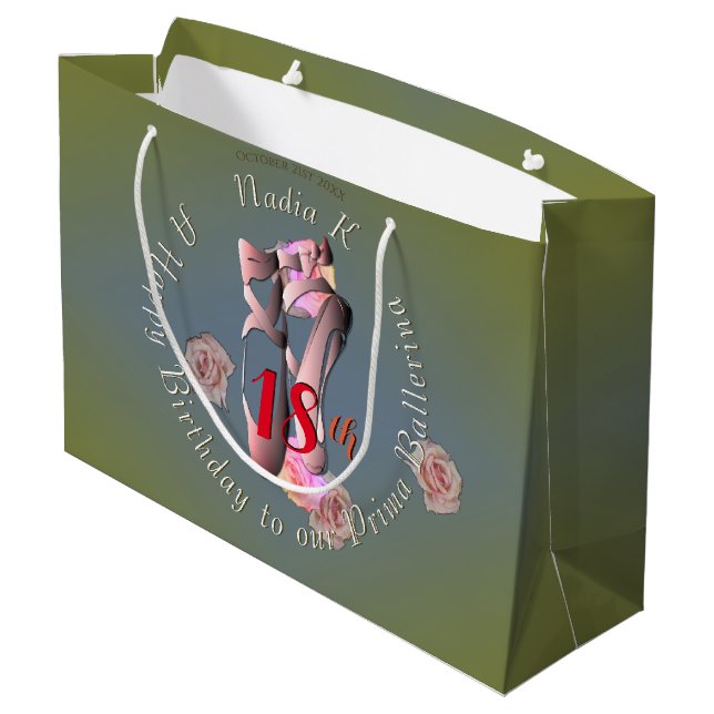 Retro Ballet Shoes Geschenktasche Große Geschenktüte (Rückseite Schrägansicht)