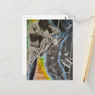 Retro-Ballett-Paar-Finale-Collage-Kunst Postkarte